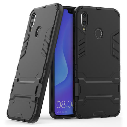 Slim Armour Tough Shockproof Case & Stand for Huawei Nova 3i - Black